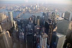 14-08 Brooklyn, Manhattan And Brooklyn Bridges, Liberty Plaza, 4 World Trade Center, One Chase Manhattan Plaza, 60 Wall St, 40 Wall St Trump Building From World Trade Center Observatory